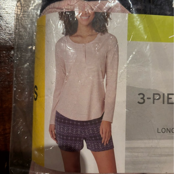 NWT Eddie Bauer Pink 3-Piece Waffle Fleece Sleep Set - Picture 3 of 4